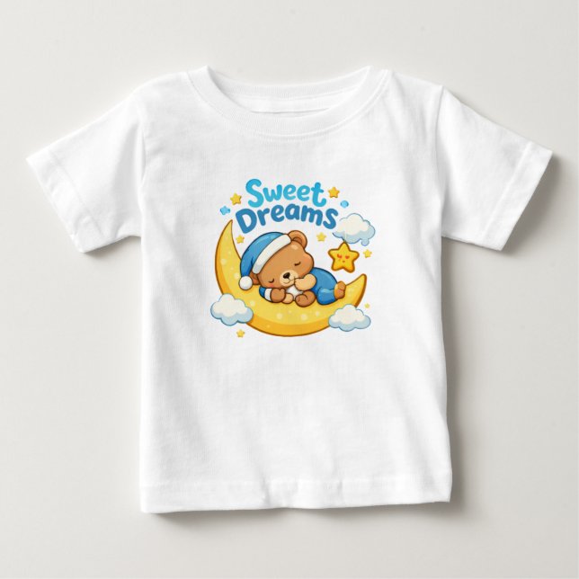 T-shirt Pour Bébé Sweet Dreams – Cute Sleeping Bear Baby Shirt  (Devant)