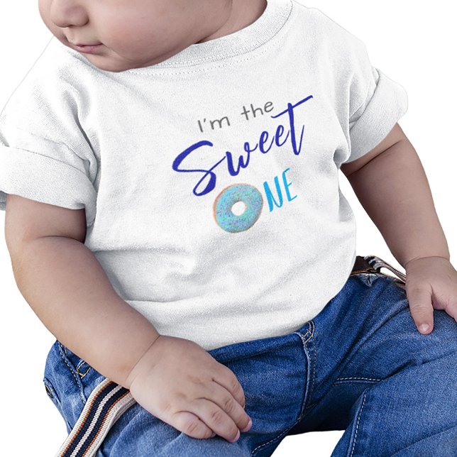 T-shirt Pour Bébé Sweet One Donut Blue Boy 1ère fête d'anniversaire (Créateur téléchargé)
