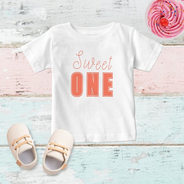 T-shirt Pour Bébé Sweet ONE, filles rose premier anniversaire (Créateur téléchargé)