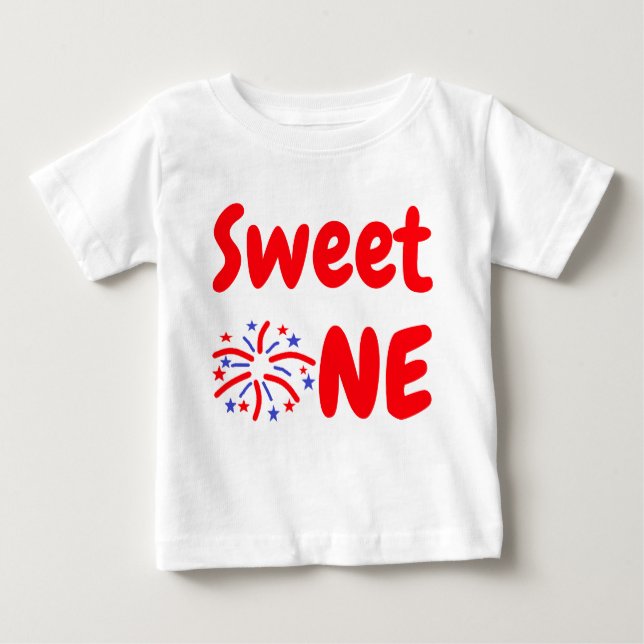 T-shirt Pour Bébé Sweet One Firework 1er anniversaire (Devant)