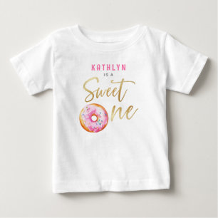 T-shirt Pour Bébé Sweet One Rose Gold Donut Girl Premier anniversair