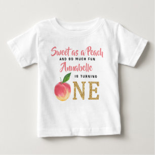 T-shirt Pour Bébé Sweet Peach Girls 1er anniversaire