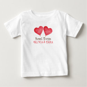 T-shirt Pour Bébé Sweet Twins avec des noms personnalisés Baby T-Shi