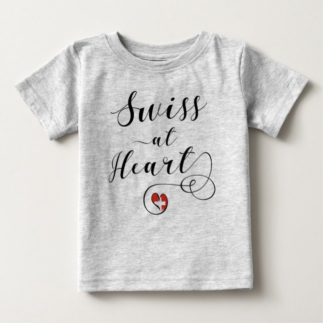 T-shirt Pour Bébé Swiss At Heart, Suisse (Devant)