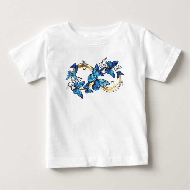 T-shirt Pour Bébé Symbol Infinity of Blue Morpho Butterflies (Devant)