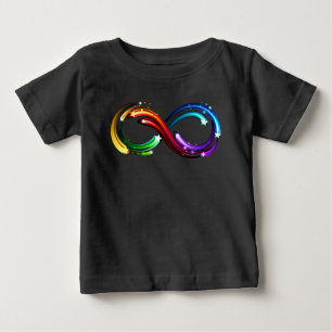T-shirt Pour Bébé Symbole de l'infini des comètes arc-en-ciel