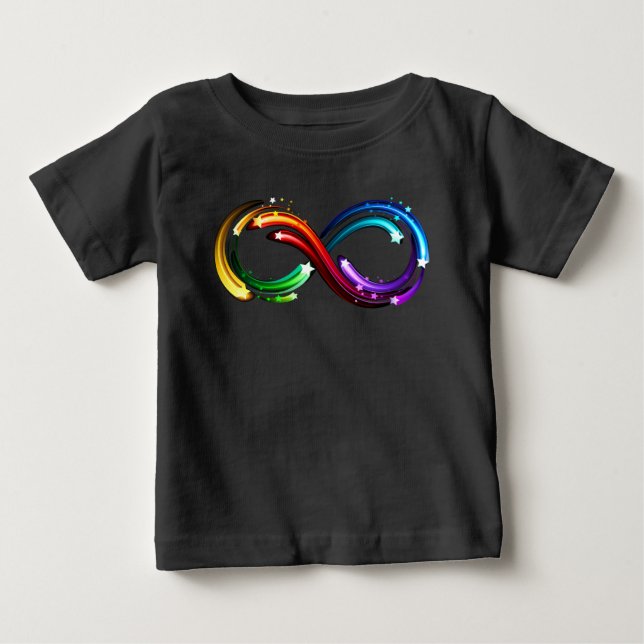 T-shirt Pour Bébé Symbole de l'infini des comètes arc-en-ciel (Devant)