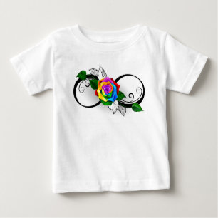 T-shirt Pour Bébé Symbole d'infini avec Rose arc-en-ciel