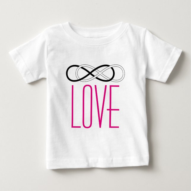 T-shirt Pour Bébé Symbole double Infinité - Noir & Blanc + amour (Devant)