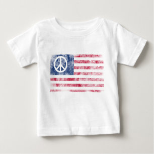 T-shirt Pour Bébé Symbole drapeau américain et paix Design en détres
