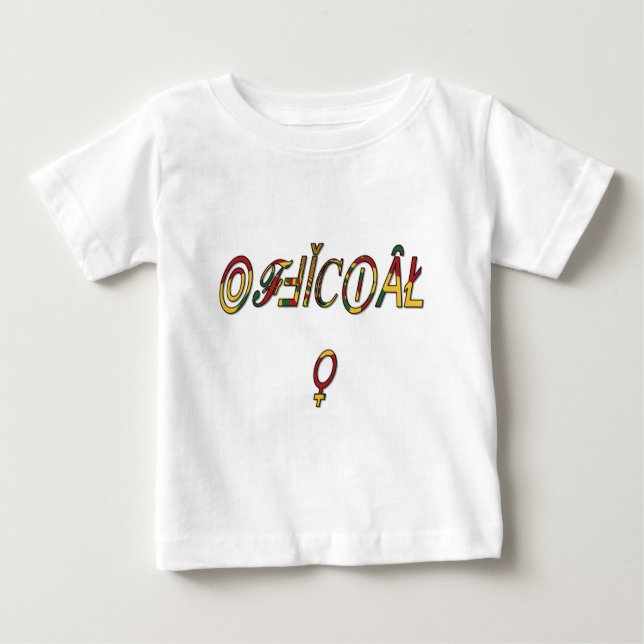 T-shirt Pour Bébé Symbole féminin inversé "OFFICIAL" Imprimer (Devant)