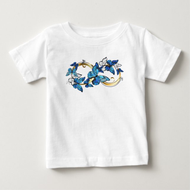 T-shirt Pour Bébé Symbole infini de papillons Morpho bleus (Devant)