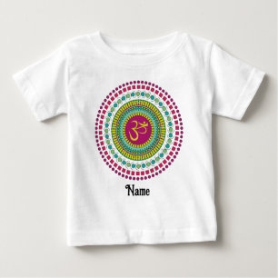 T-shirt Pour Bébé Symbole Om de Mandala Spirituelle Rose Vert Custom