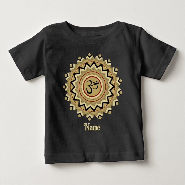 T-shirt Pour Bébé Symbole spirituel Mandala Yoga Om Symbole Rétro Cu (Devant)