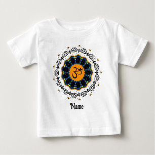 T-shirt Pour Bébé Symbole spirituel Mandala Yoga Om Yoga Bleu Custom