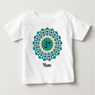 T-shirt Pour Bébé Symbole spirituel Mandala Yoga Om Yoga Bleu Custom