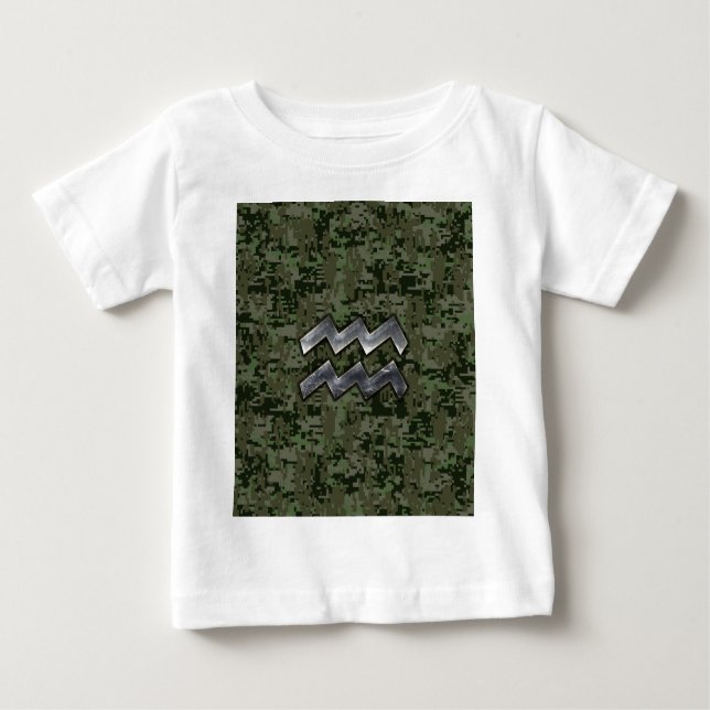 T-shirt Pour Bébé SYMBOLE Zodiaque Aquarius Camouflage numérique ver (Devant)