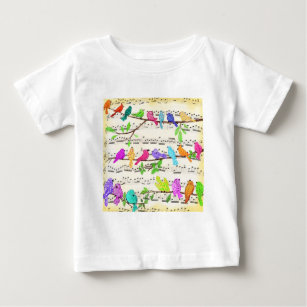 T-shirt Pour Bébé Symphonie d'oiseaux musicaux colorés - Chanson de 