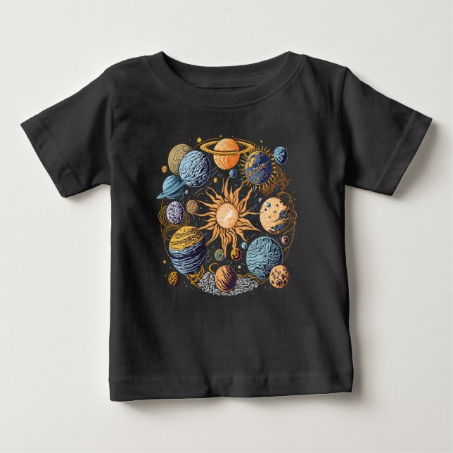 T-shirt Pour Bébé Système solaire (Devant)