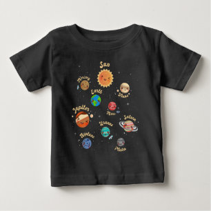 T-shirt Pour Bébé Système solaire Planètes Enfants Connaissances Esp