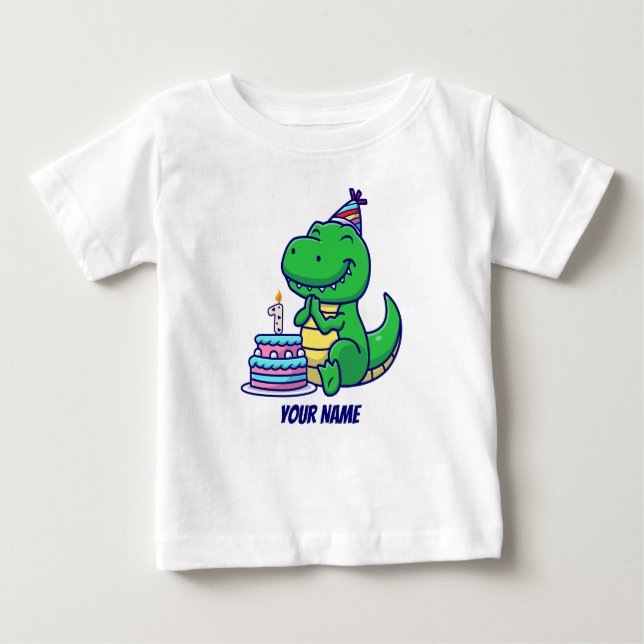 T-shirt Pour Bébé T-Rex 1er anniversaire (Devant)