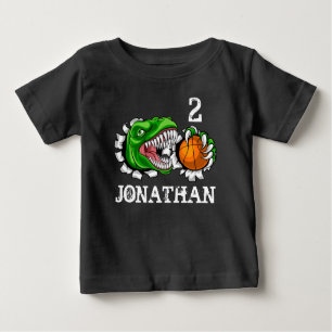T-shirt Pour Bébé T-Rex Basketball personnalisé 2e Anniversaire Dino