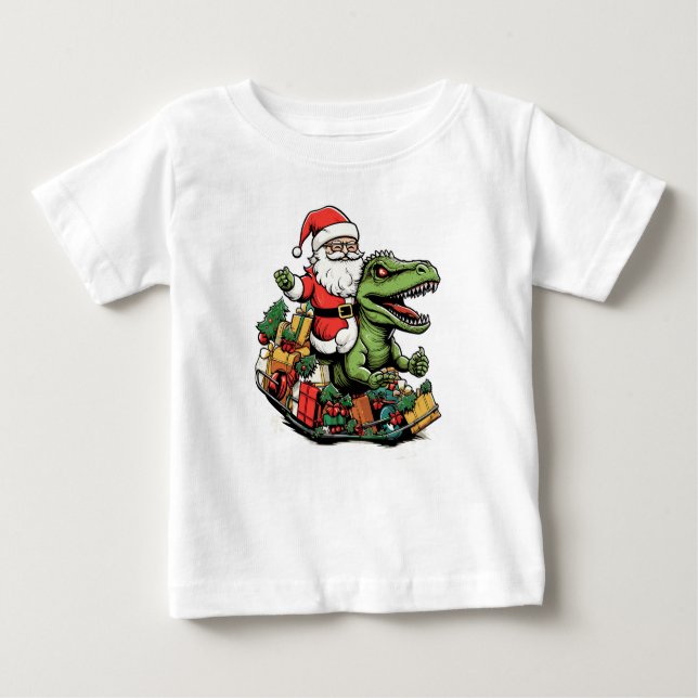 T-shirt Pour Bébé T-Rex Dinosaur Noël | Festive amusante (Devant)