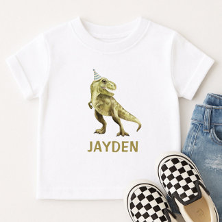 T-shirt Pour Bébé T-Rex Dinosaure Mignon Fête Nom Personnalisé