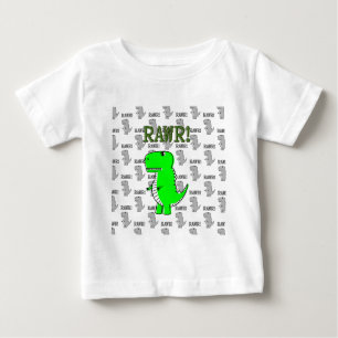T-shirt Pour Bébé T-Rex mignon et en colère avec Motif noir et blanc