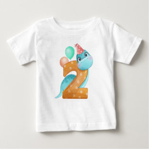 T-shirt Pour Bébé T-Shirt, 2e anniversaire de Dinosaur