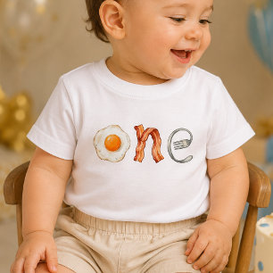 T-shirt Pour Bébé T-Shirt Bébé 1er Anniversaire Bacon et Œuf 