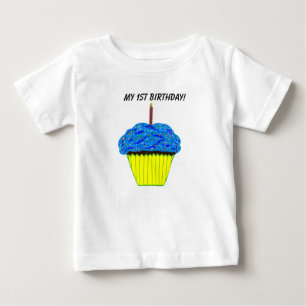 T-shirt Pour Bébé T-shirt bébé 1er anniversaire bleu Cupcake