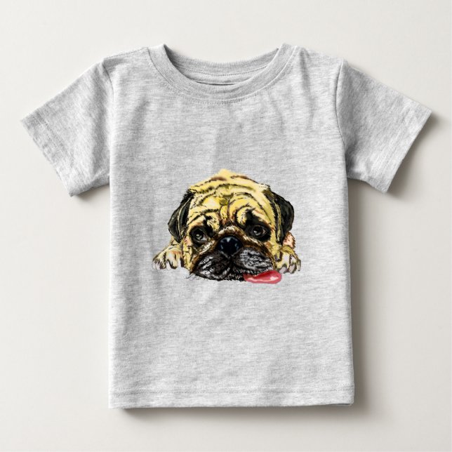 T-shirt Pour Bébé T-shirt bébé amusant avec chien Carlin (Devant)
