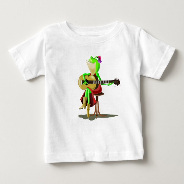 T-shirt Pour Bébé T-shirt bébé amusant avec grenouille Jouer de la g (Devant)