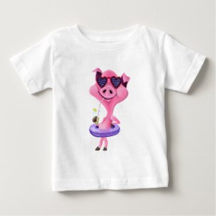 T-shirt Pour Bébé T-shirt bébé amusant avec un cochon de fête heureu