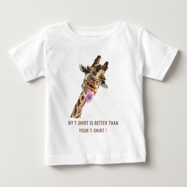 T-shirt Pour Bébé T-shirt bébé amusant avec une Giraffe joueuse - Sm (Devant)