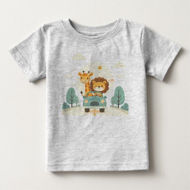 T-shirt Pour Bébé T-shirt bébé avec de mignons animaux de dessin (Devant)