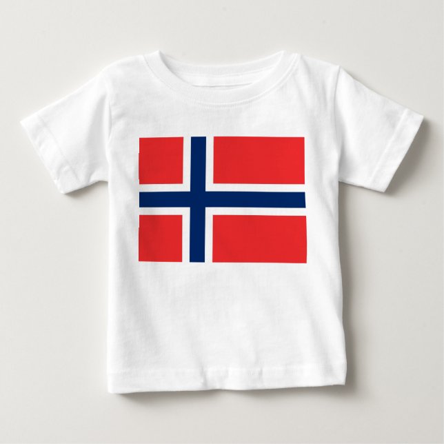 T-shirt Pour Bébé T-shirt bébé avec drapeau de la Norvège (Devant)