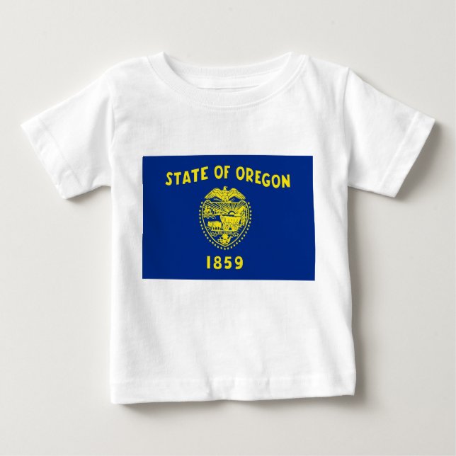 T-shirt Pour Bébé T-shirt bébé avec Drapeau de l'Oregon (Devant)