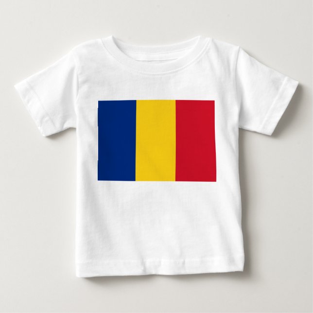 T-shirt Pour Bébé T-shirt bébé avec drapeau de Roumanie (Devant)