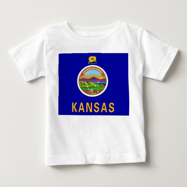 T-shirt Pour Bébé T-shirt bébé avec drapeau du Kansas (Devant)
