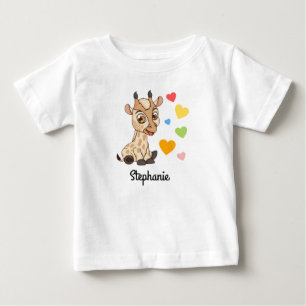 T-shirt Pour Bébé T-shirt bébé avec nom personnalisé Girafe bébé