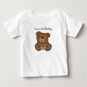 T-shirt Pour Bébé T-shirt bébé avec ours en peluche avec fleurs