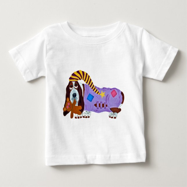T-shirt Pour Bébé T-shirt bébé Basset Hound en pyjama (Devant)