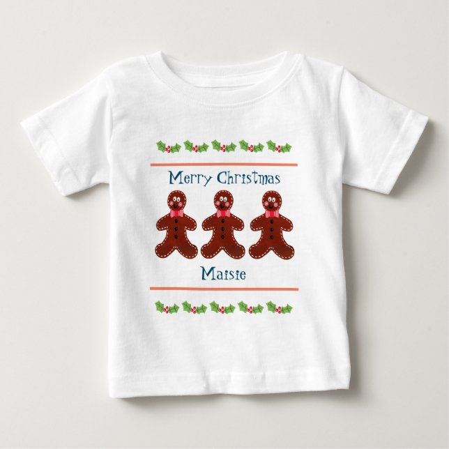 T-shirt Pour Bébé T-shirt bébé bonhomme en pain d'épice de Noël mign (Devant)