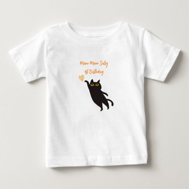 T-shirt Pour Bébé T-shirt bébé chat noir mignon (Devant)