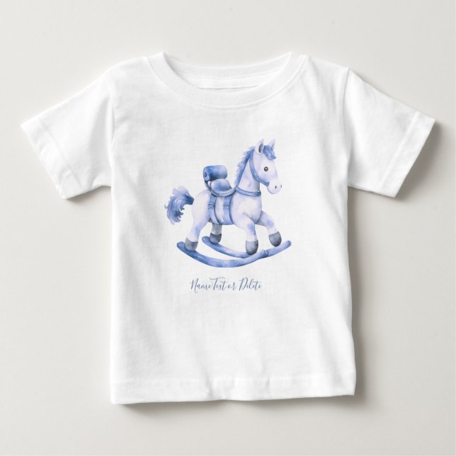 T-shirt Pour Bébé T-Shirt Bébé Cheval à Bascule Bleu (Devant)
