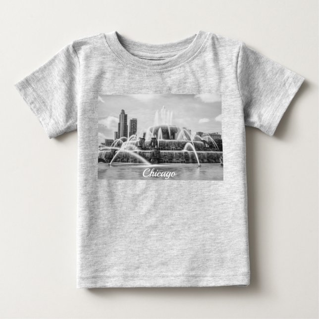 T-shirt Pour Bébé T-shirt bébé Chicago Buckingham Grayscale (Devant)