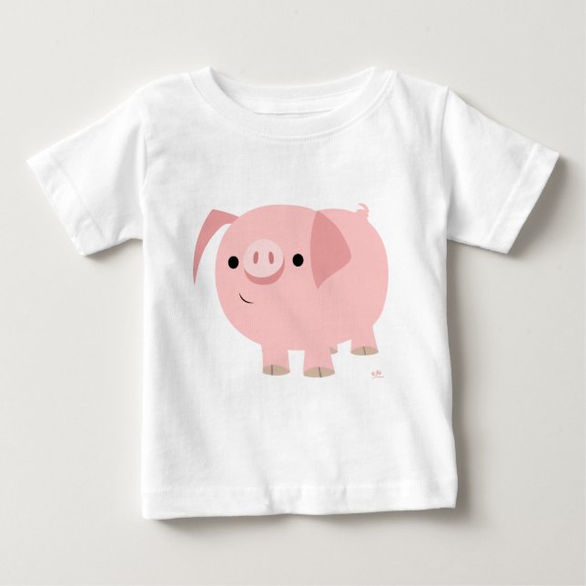 T-shirt Pour Bébé T-shirt bébé cochon en caricature mignonne (Devant)