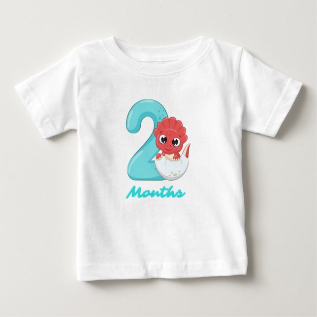T-shirt Pour Bébé T-shirt bébé dinosaure mignon de deux mois (Devant)